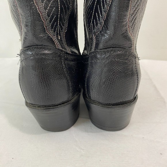 VTG Dan Post Black Teju Lizard Leather Embroidered Western Cowboy Boots Womens 5 - Picture 6 of 14